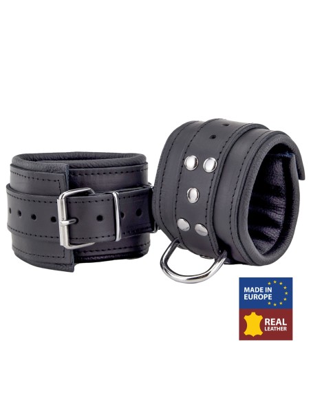 Padded Leather Ankle Cuffs Black