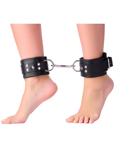 Menottes Rembourrées en Cuir pour Chevilles Noir | FetishXplore