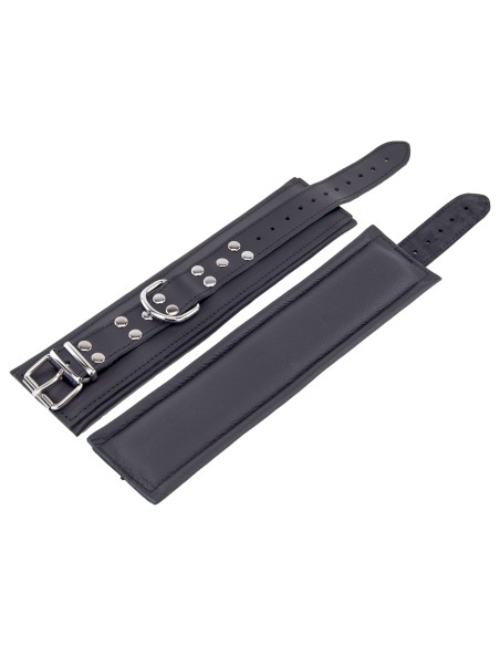 Padded Leather Ankle Cuffs Black
