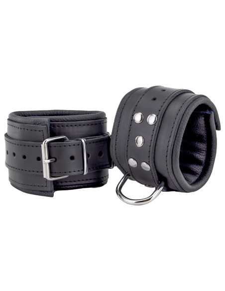 Padded Leather Ankle Cuffs Black
