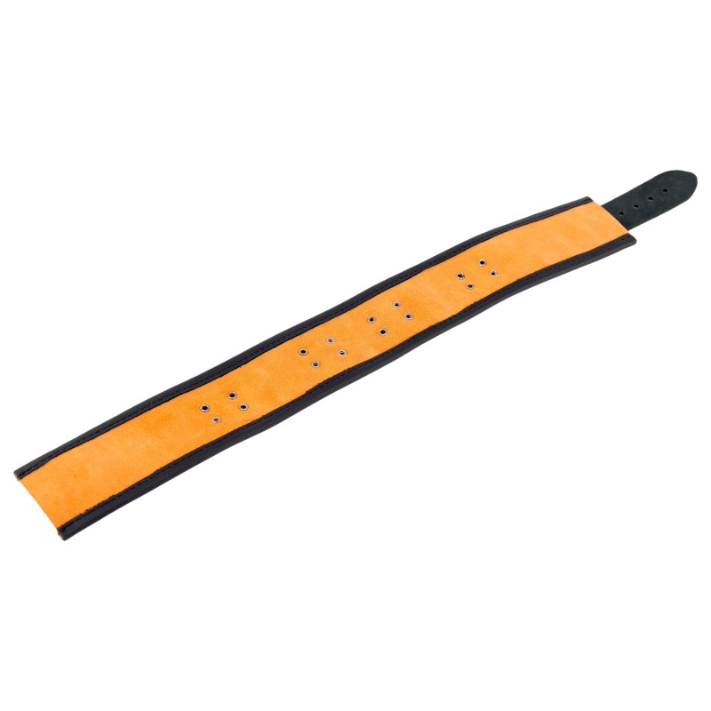 Collier en Cuir Noir et Orange avec Anneaux