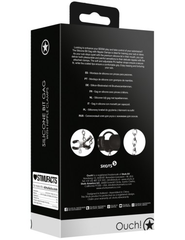 Bâillon avec Pinces Tétons Nipple Gag Noir | FetishXplore