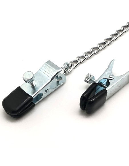 Metal breast clamp with chain