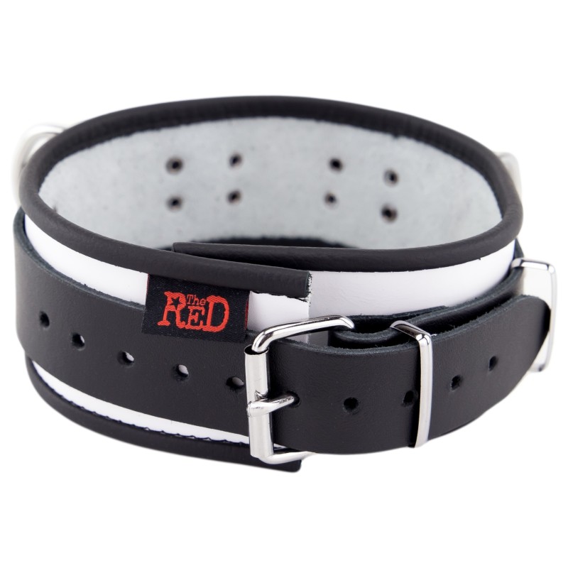 Collier en Cuir Noir et Blanc avec Anneaux