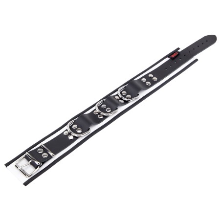 Collier en Cuir Noir et Blanc avec Anneaux