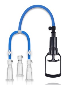 Pompe à Tétons Three Cup Pump Bleue - KinkGear | FetishXplore