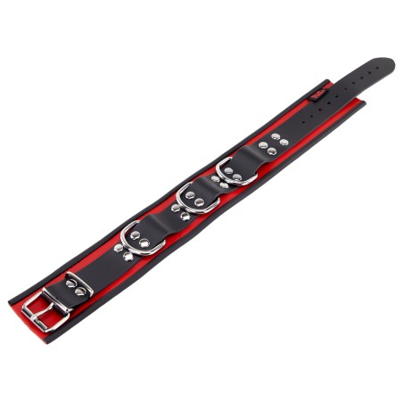 Collier en Cuir Noir et Rouge avec Anneaux