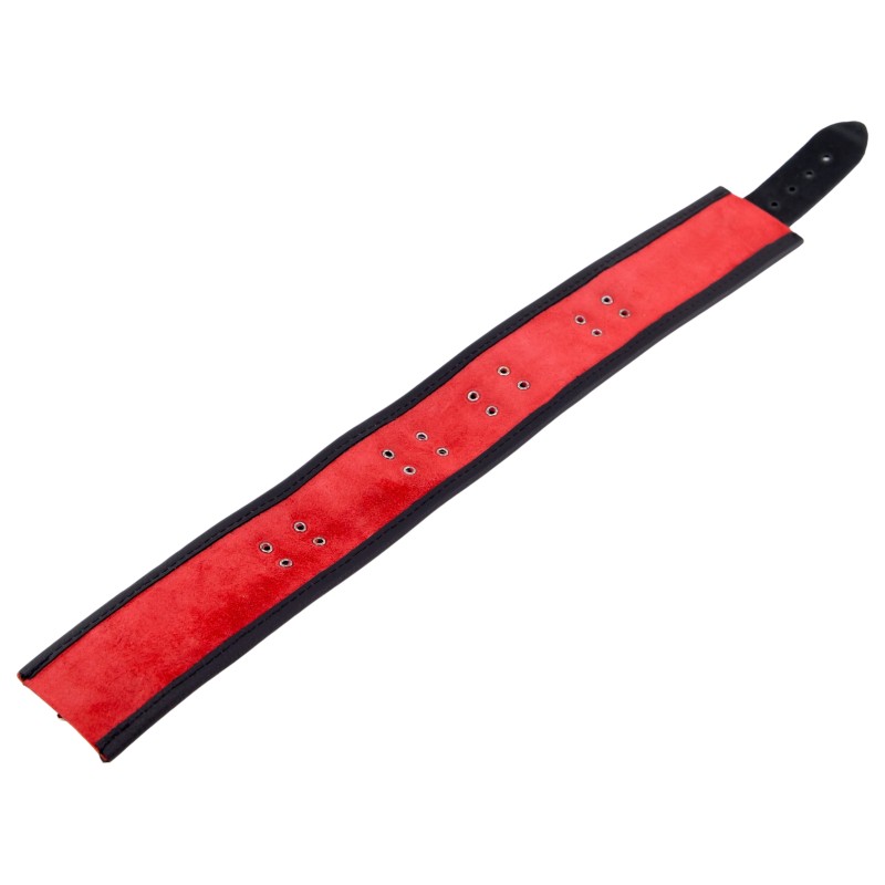 Collier en Cuir Noir et Rouge avec Anneaux
